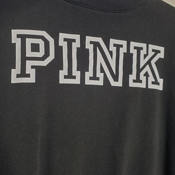 PINK Victoria's Secret Black Funnel Neck Pullover Sweatshirt Women's Size Small - Picture 4 of 8